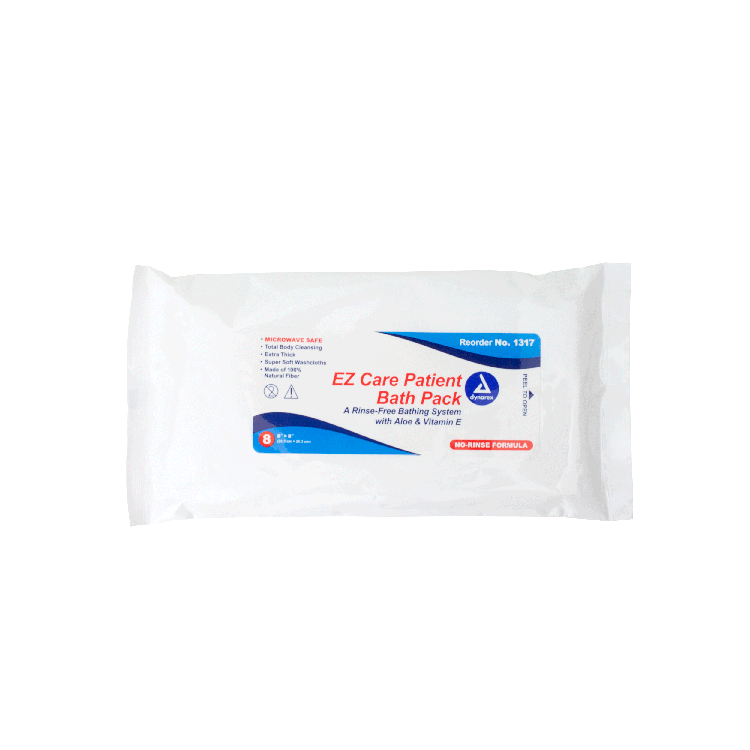 DynaCare EZ Care Patient Bath Packs, 8" x 8", 24pks/case (192 Count)