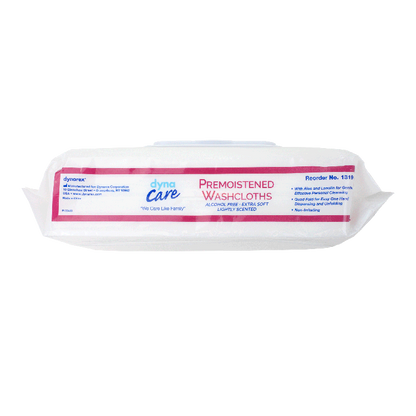Dynarex Premoistened Adult Washcloths, 9" x 13" Soft Pack ReFill, 8pks/case (512 Count)