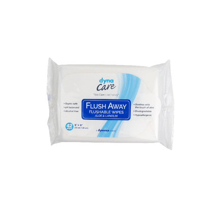 DynaCare Flushable Wipes - Junior, 5" x 8" Soft Pack, 12pks/case (504 Count)