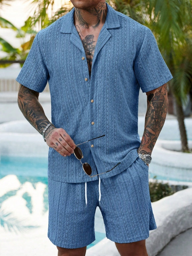 Mens Fashionable Printed Casual Shirt Set