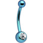 Solid Titanium Single Gem Lake Blue Curved Barbell 7/16-4mm