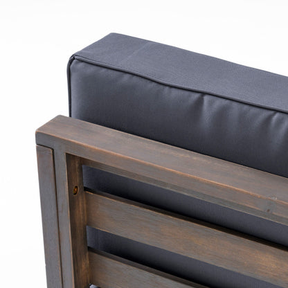 Outdoor Club Chair, Acacia Wood Patio Chair with Fabric Cushion, Backyard, Grey