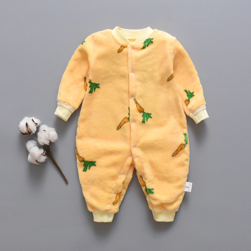 Autumn and winter flannel fleece warmth one-piece romper