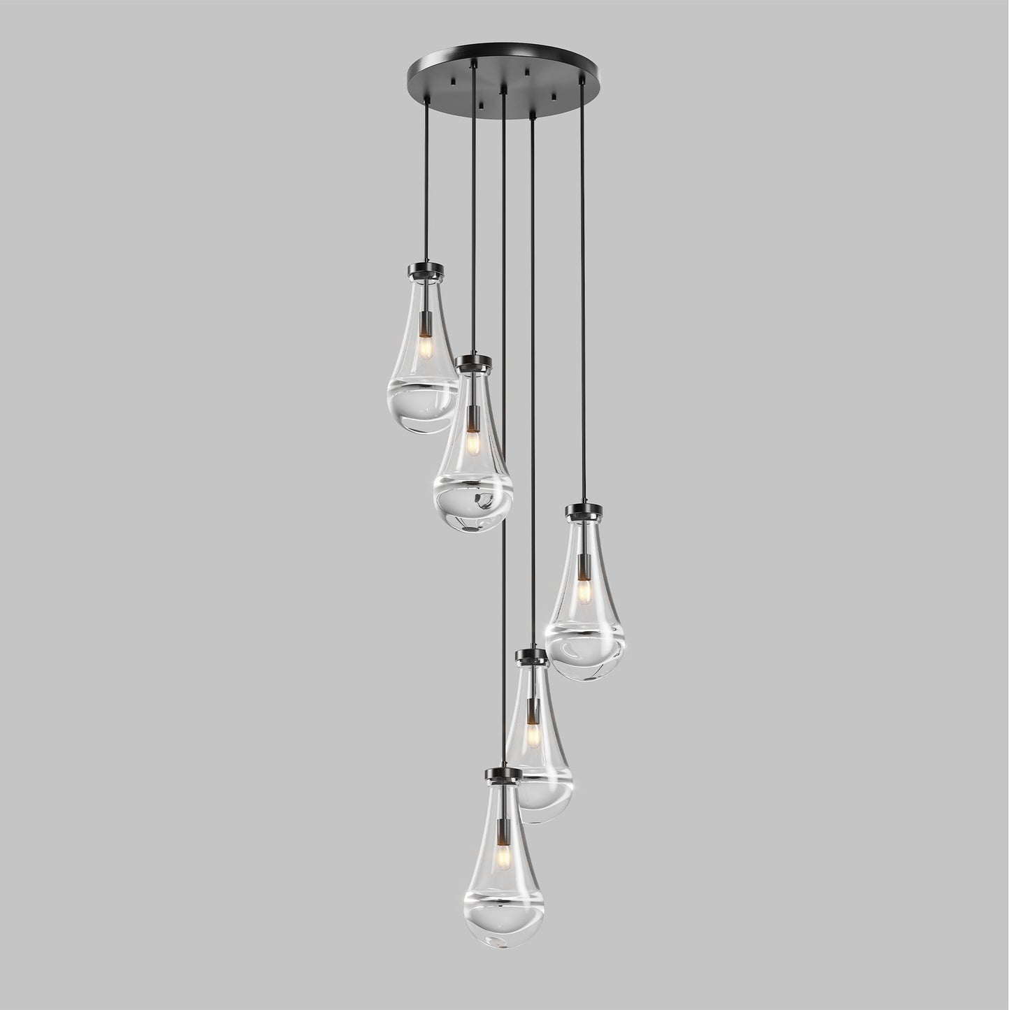 Chandelier 5-Light Cluster Pendant Black High Ceiling Adjustable E12