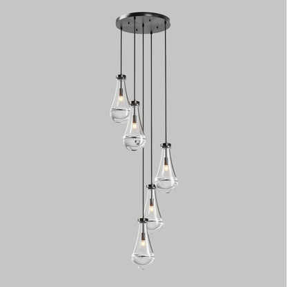 Chandelier 5-Light Cluster Pendant Black High Ceiling Adjustable E12