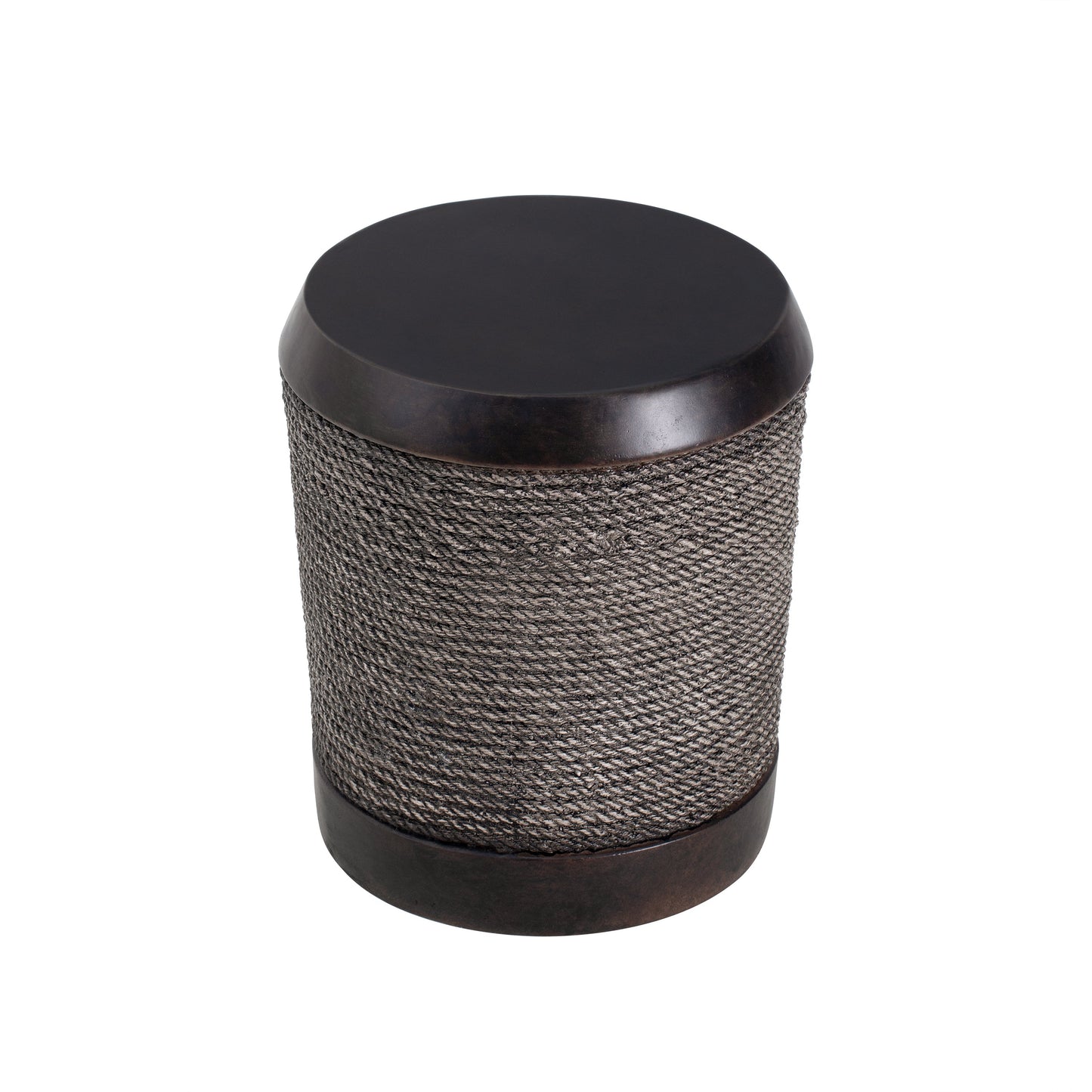 Outdoor Side Table MGO Braided Cord Cylinder Dark Brown 15.75x18in