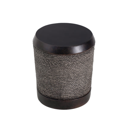 Outdoor Side Table MGO Braided Cord Cylinder Dark Brown 15.75x18in