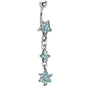 Antique Silver Solar Blue Flourishing Star Dangle Belly Ring