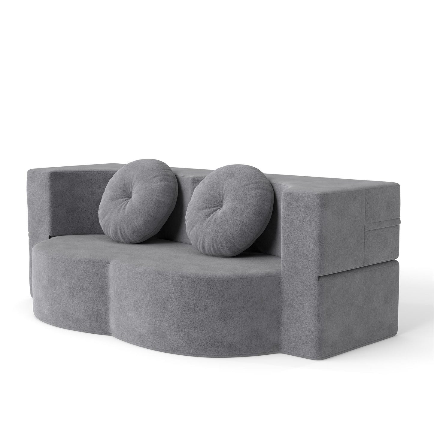 Floor Sofa Bed Corduroy Gray Convertible Sleeper Full Size 75.6 In