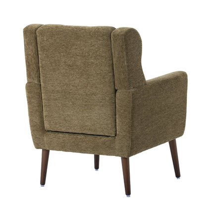 Accent Chair Chenille Olive Green Rubberwood Legs 28x29x38 In 275 LB