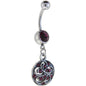 Antique Silver Fantasy Violet Gem Dangle Belly Ring