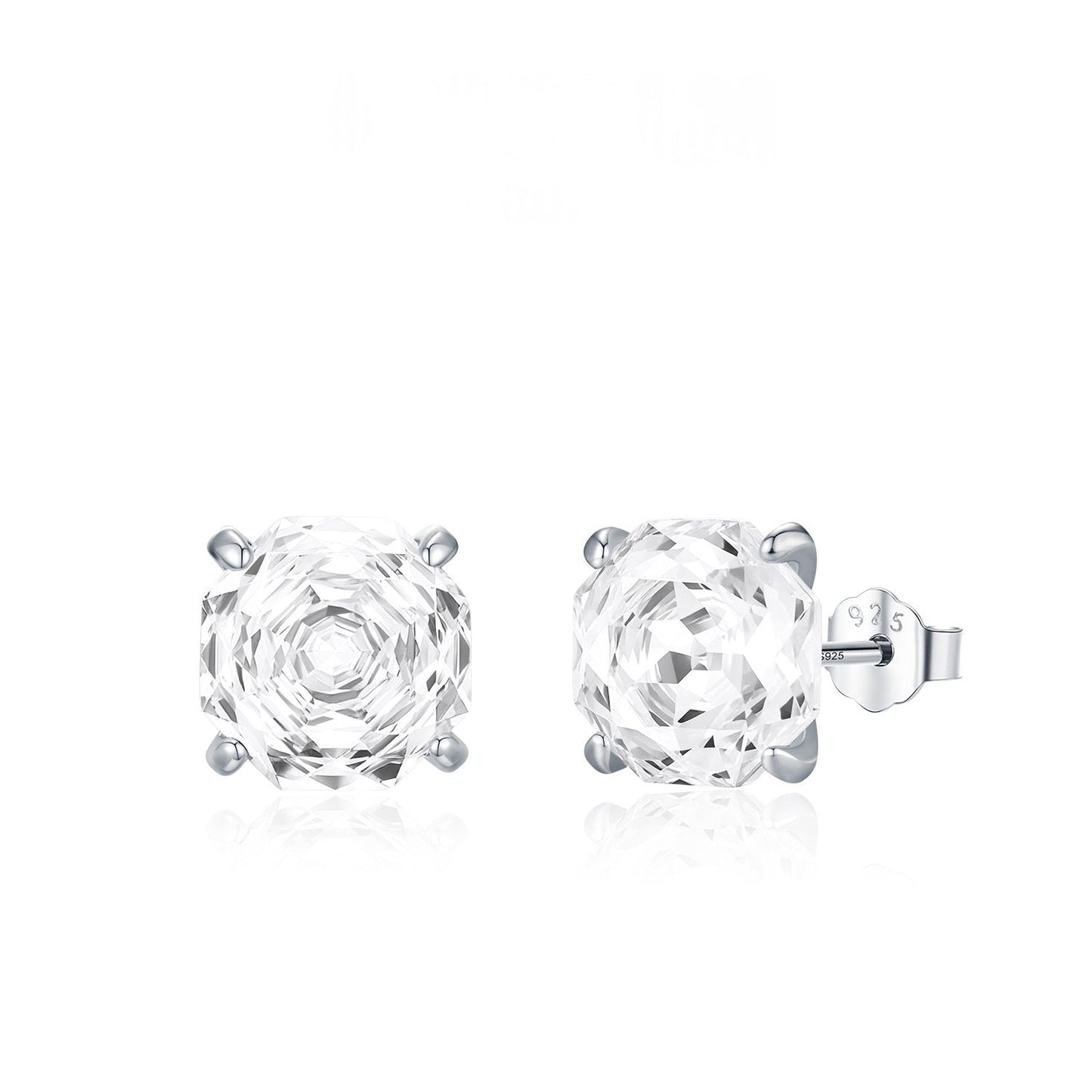 Basic Rose-cut Sparkling Diamond Stud Earrings Unisex Accessory