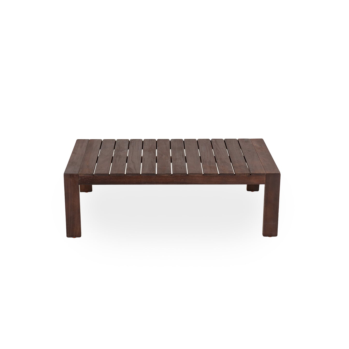 Outdoor Sofa Set Acacia Wood Dark Brown Beige Cushion 2 Piece Table