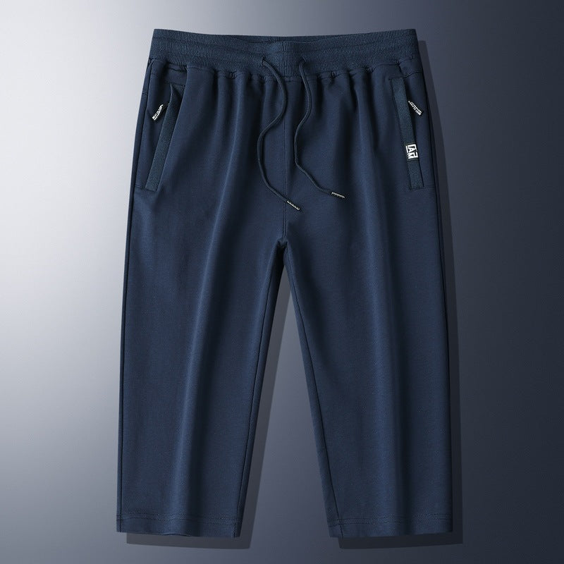 Summer New Mens Casual Ice-Silk Cropped Pants