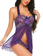 Sexy Lingerie plus Size Sexy Lace Stitching Mesh Transparent Halter Bow Ultra Short Pajamas