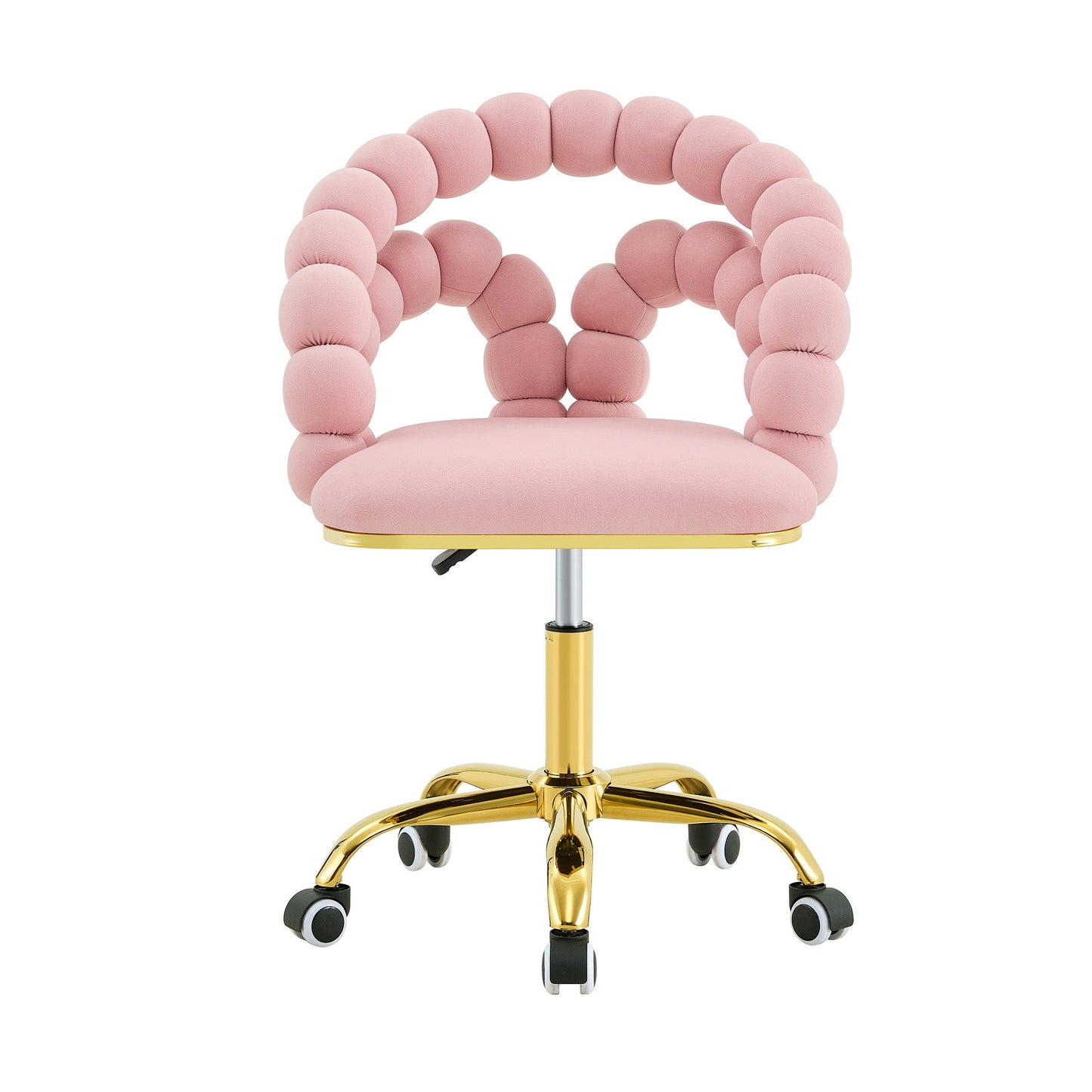 Pink Velvet Bubble Vanity Chair with Gold Base, 360 Swivel Height Adjustable