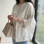 Women's Retro Plus Size Colorblock Simple Cotton Linen T-shirt