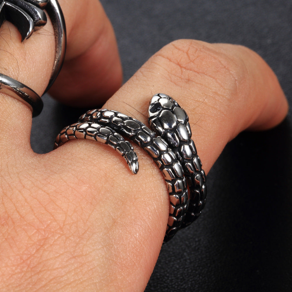 Mens Stainless Steel Animal Snake Ring