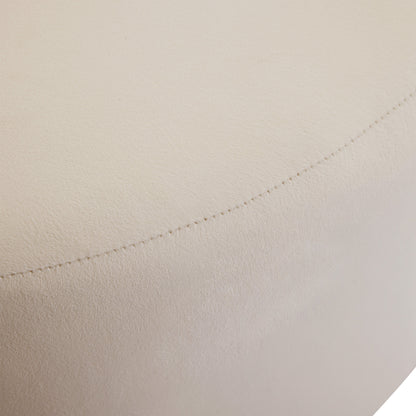 Round Velvet Ottoman, Cream, 30x30x16 Inch
