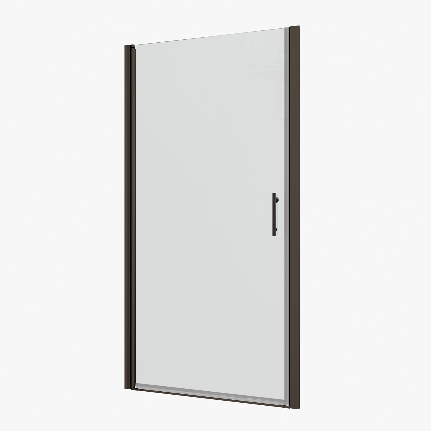 Universal Pivot Shower Door 24x72 Inch Matte Black 1/4' Tempered Glass Outswing