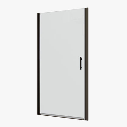 Universal Pivot Shower Door 24x72 Inch Matte Black 1/4' Tempered Glass Outswing