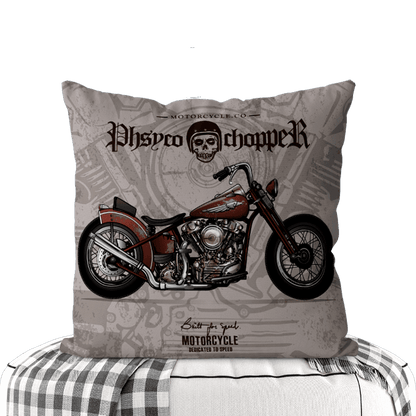 Motorcycle-Themed Double-Sided Square Pillow
