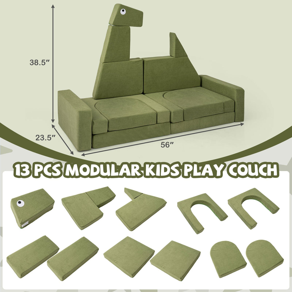 13 Pieces Modular Kids Play Couch for Inspiring Creativity