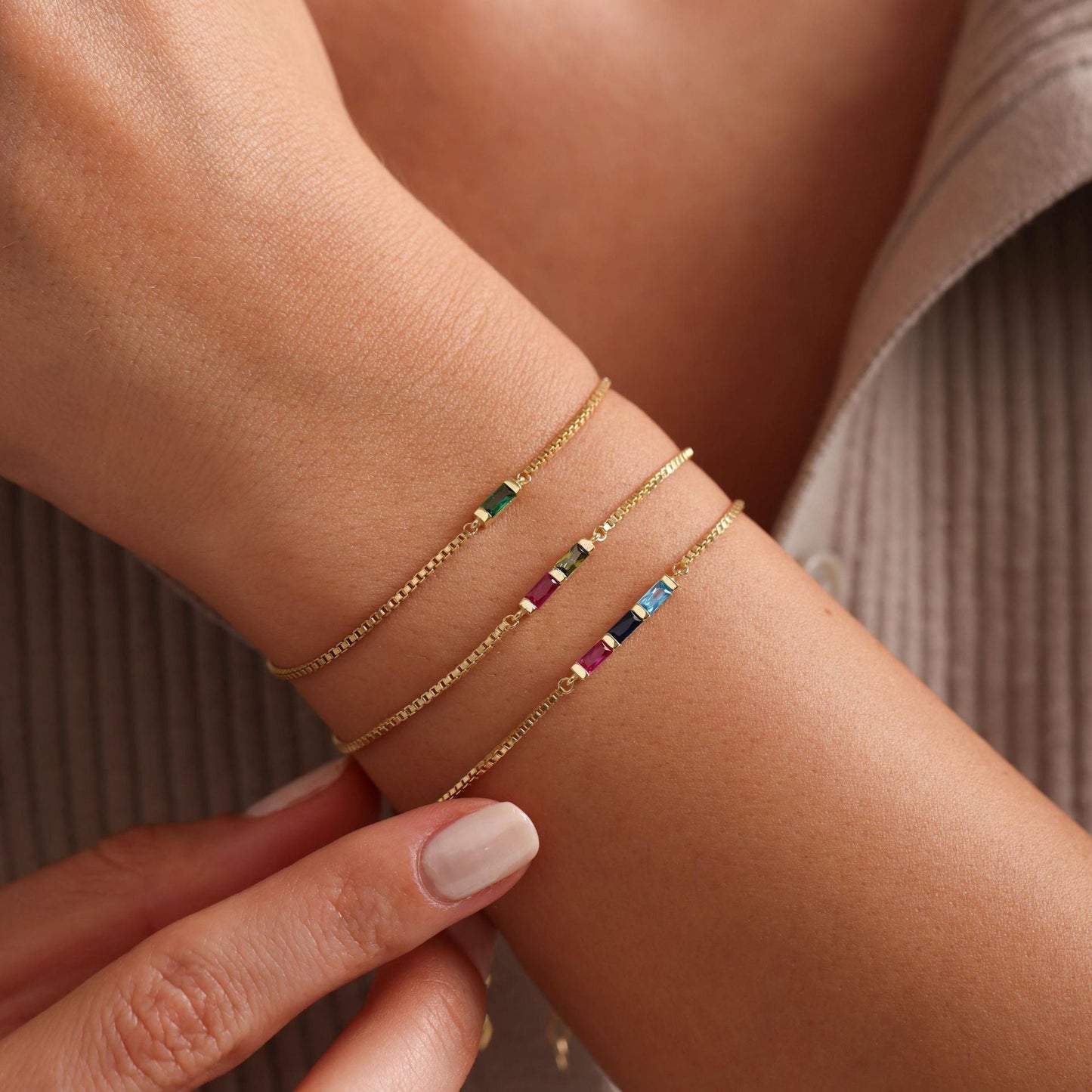Birthstone Micro-paved Gold-plated Clavicle Necklace