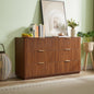 Dresser Modern 6-Drawer Walnut MDF Wave Texture 55.1x15.75x31.5 In 150 LB