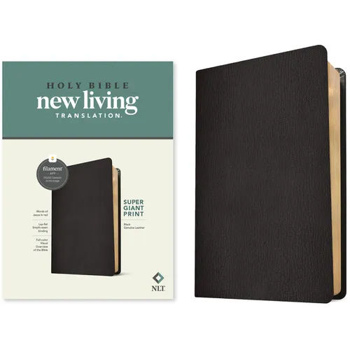 NLT Super Giant Print Bible, Filament Enabled (Genuine Leather, Black, Red Letter) - Leather