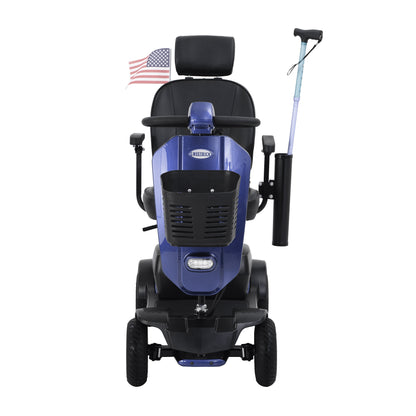 Mobility Scooter 4-Wheel Metal Blue 16 Mile USB 360 Swivel Seat Anti-Tip