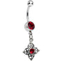 Full Bloom Siam Red Gem Dangle Belly Ring