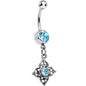 Full Bloom Solar Blue Gem Dangle Belly Ring