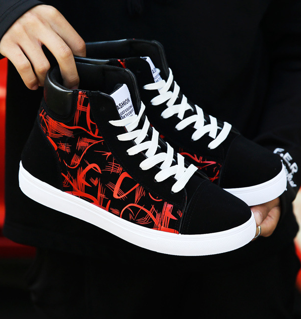 New creative single graffiti design Spring high top shoes Authentic Edition men's shoes