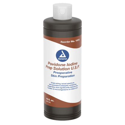 Dynarex Povidone Iodine Prep Solution, 16 oz. Bottle, 24bot/case (24 Count)