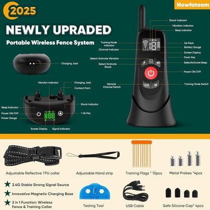 Wireless Dog Fence Collar Electric Training Remote Waterproof 1640ft Range