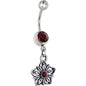 Gerber Daisy Flower Siam Red Gem Dangle Belly Ring