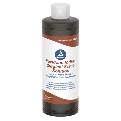 Dynarex Povidone Iodine Scrub Solution, 16 oz. Bottle - 24bot/case (24 Count)