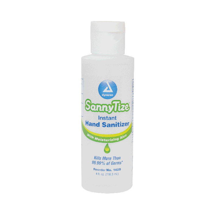 Dynarex Instant Hand Sanitizer, 4 oz. Round Bottle, 24bot/bx, 4bxs/case (96 Count)