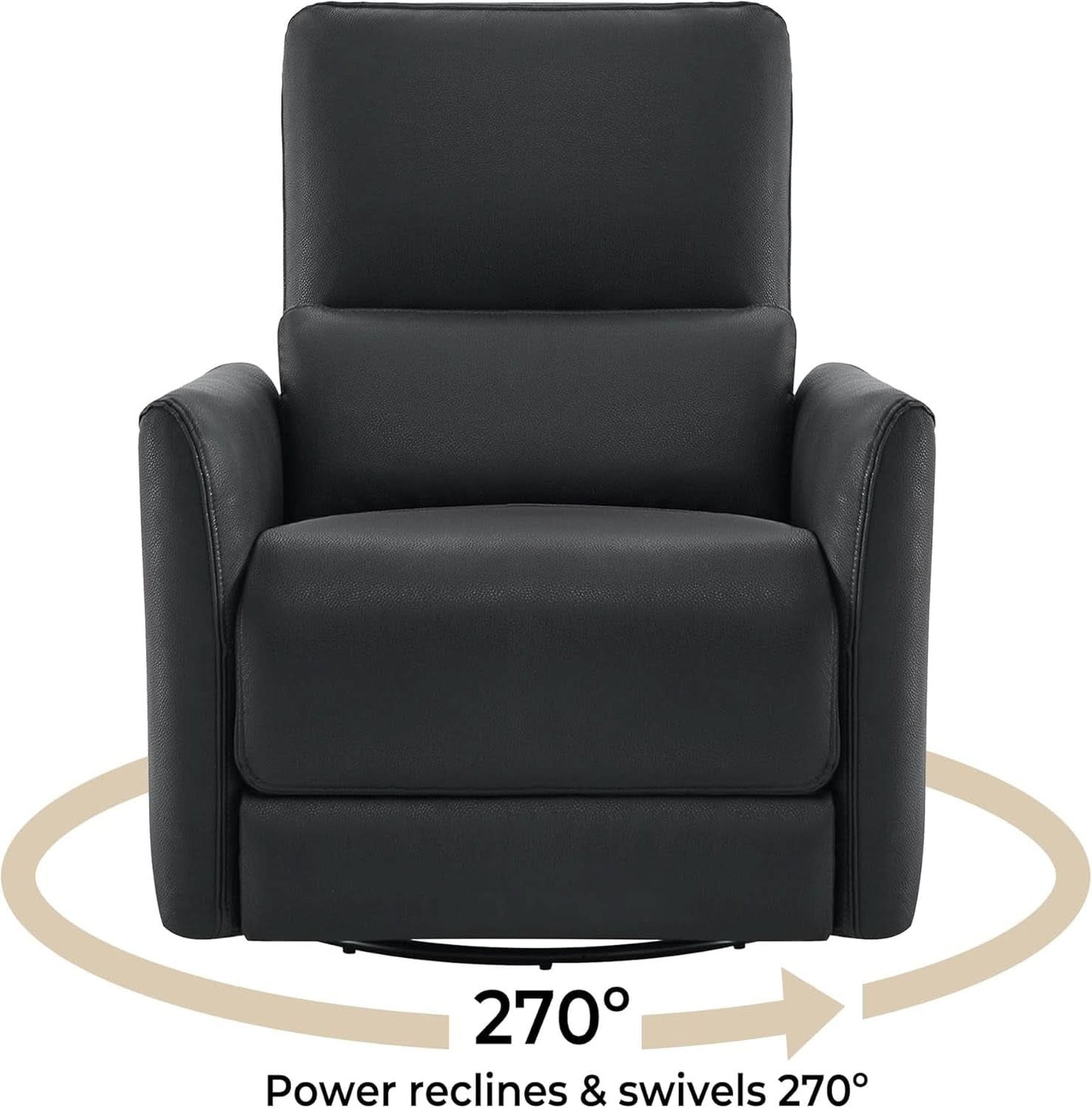 Power Recliner Chair USB Charging Lumbar Support Black