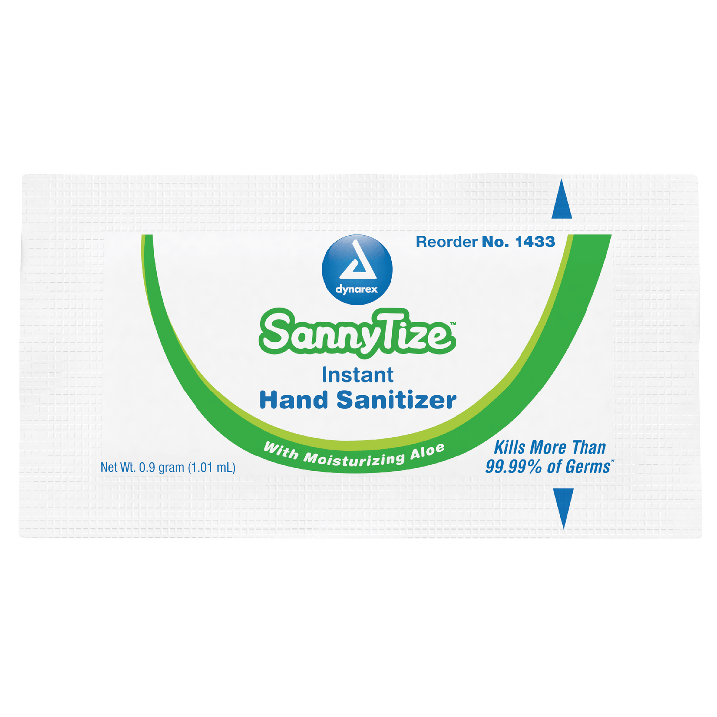 Dynarex SannyTize Instant Hand Sanitizer, 0.9 g Packet, 144ea/bx, 12bxs/case (1728 Count)