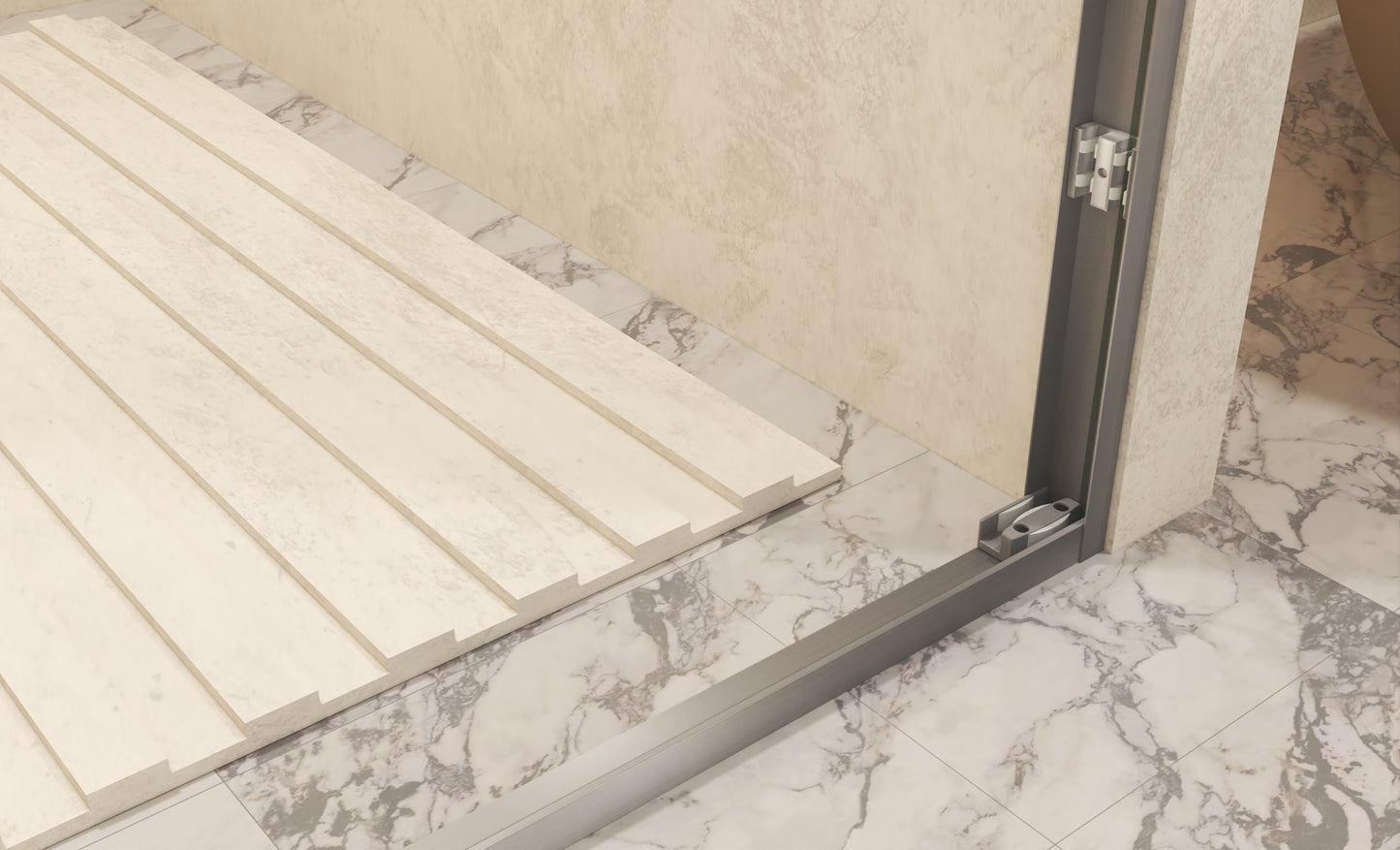 56-60in x 72in Aluminum Frame Double Sliding Shower Door, Brushed Nickel, 6mm