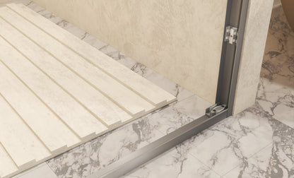 56-60in x 72in Aluminum Frame Double Sliding Shower Door, Brushed Nickel, 6mm