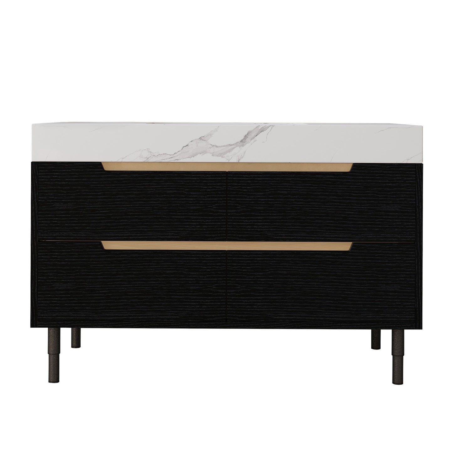 35.4' Modern Bathroom Vanity with Undermount Sink, Sintered Stone Top, Waterp...