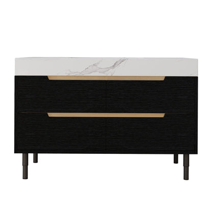35.4' Modern Bathroom Vanity with Undermount Sink, Sintered Stone Top, Waterp...