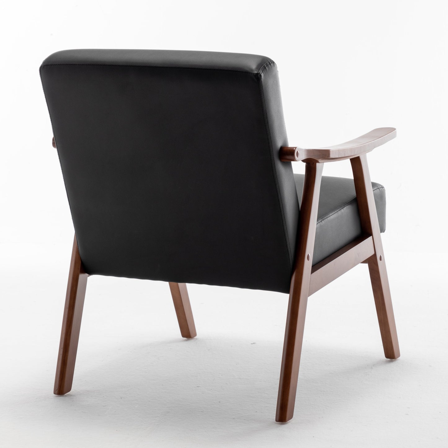 Mid-Century Wingback Accent Chair Black PU Leather 26x31x32