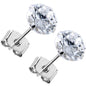 14k White Gold .80 Carat Cubic Zirconia Solitaire Stud Earrings