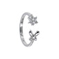Sterling Silver 925 Cubic Zirconia Flower Butterfly Toe Ring