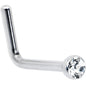 20G Stainless Steel Clear Gem Micro Nose Ring L-Shaped