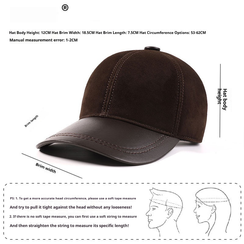 Men's Sheepskin Suede Baseball Cap For Middle-Aged And Elderly